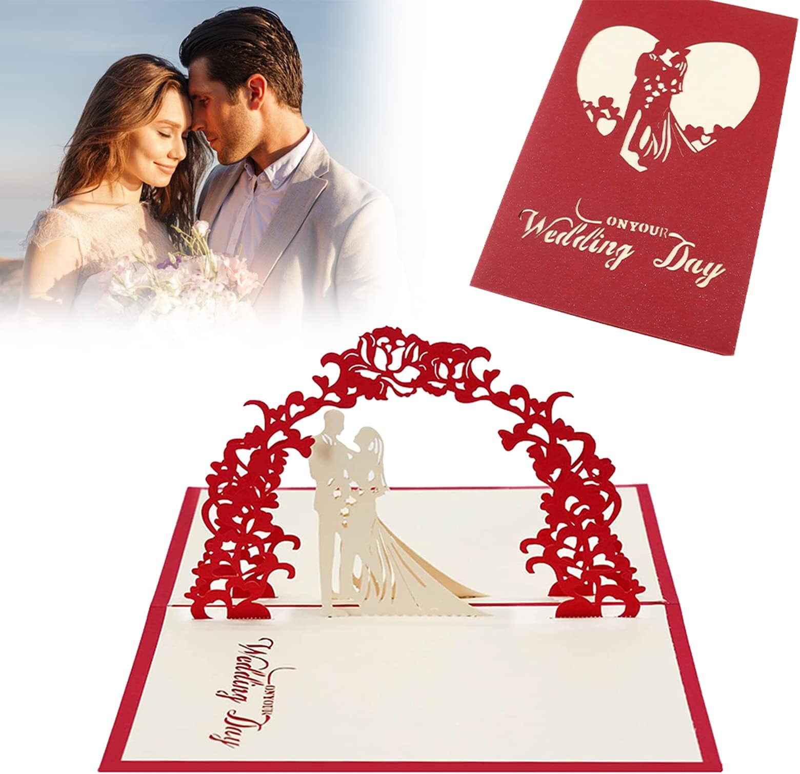 3D Pop-Up Hochzeitskarte - Just Married Auto Vintage Design
