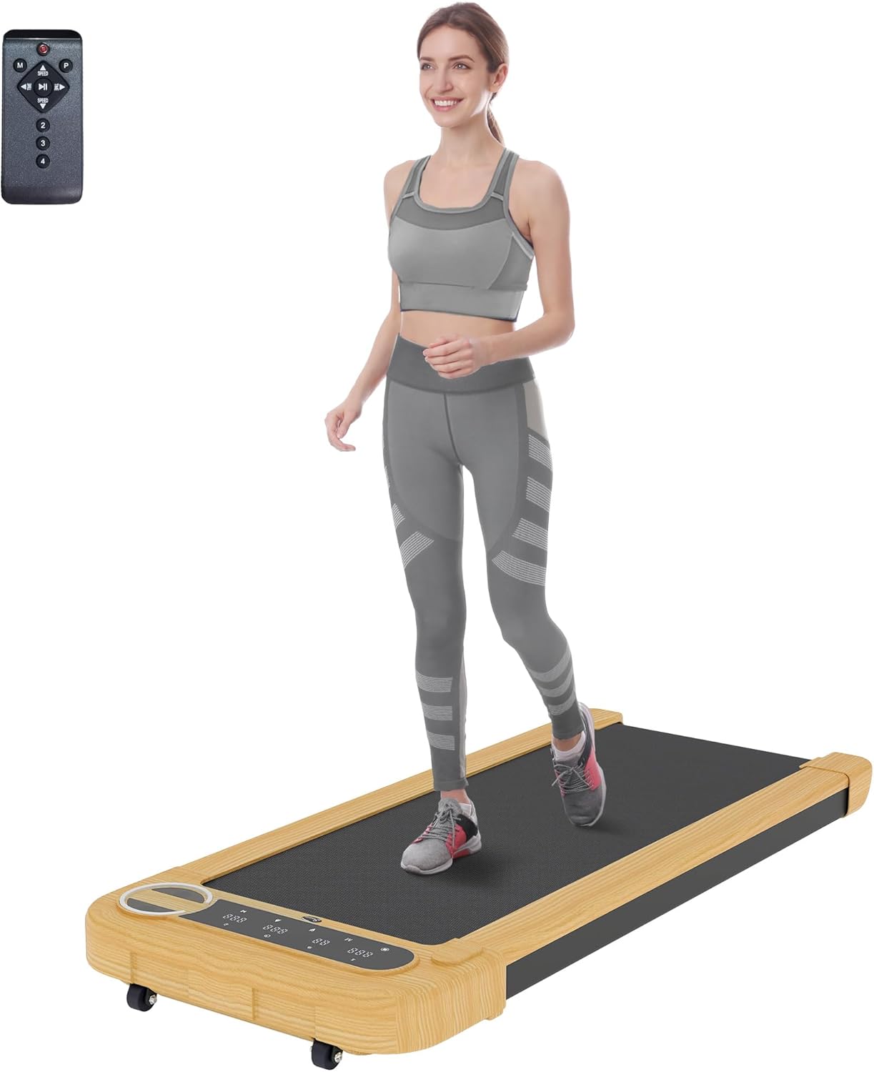Soozier Walking Pad, Under Desk Treadmill with 17" x 43" Wide Belt, Remote Control, Bluetooth Speaker, Wheels and LED Display, Quiet 2.5HP Walking Machine for Home Gym Office, Installation-Free