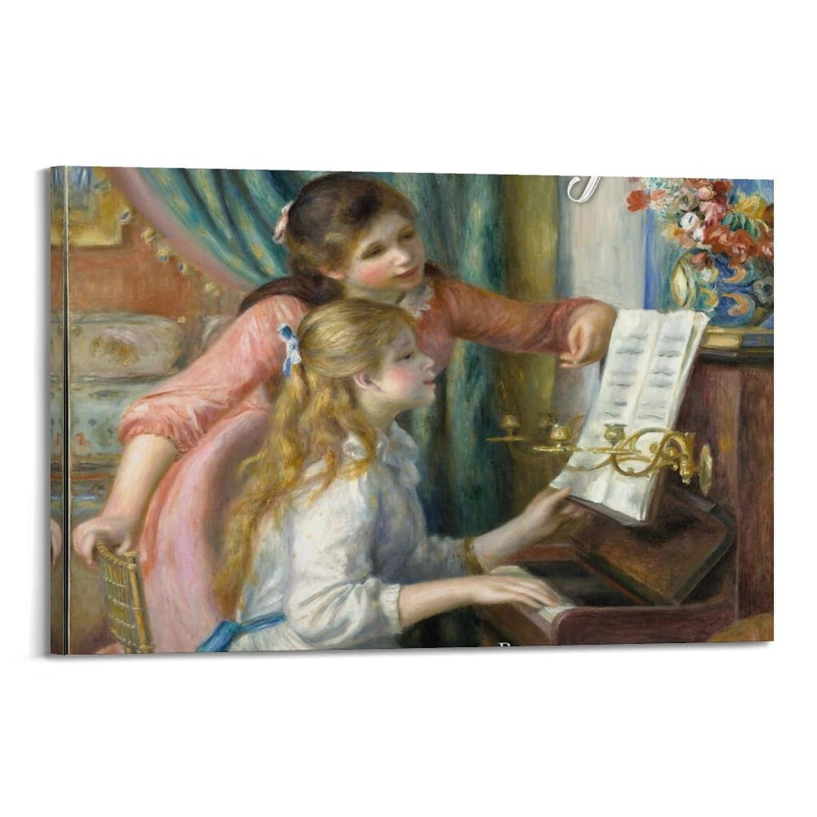 YiXong Póster decorativo de Pierre Auguste Renoir con dos chicas jóvenes en el piano, póster decorativo de pared e impresión artística moderna para decoración de dormitorio familiar, 40 x 60 cm