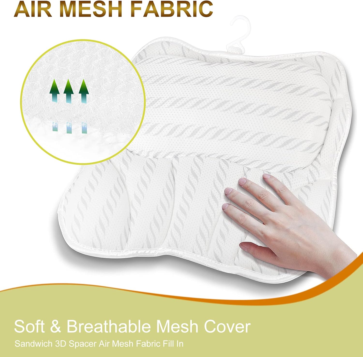 vivamoos Bath Pillow Bathtub Spa Pillow for Head and Back Relaxing, Comfy Hot Tub Pillow with Mesh Cushion for Jacuzzi Bubble Soaking Bath
