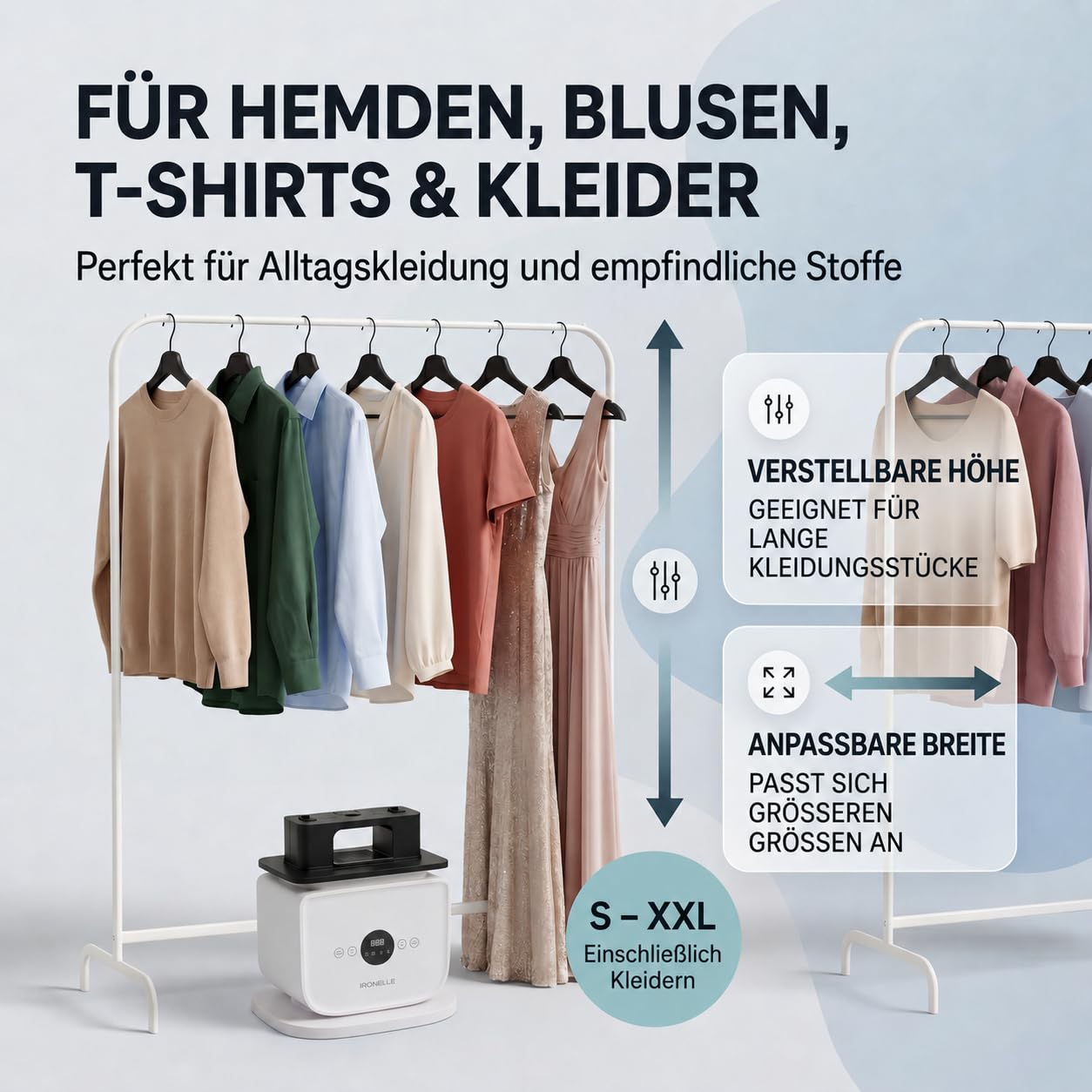 Bügelautomat mit Hemd- & Hosen- & Kleideraufsatz - Smartes Kleiderpress-System | Ersetzt Bügeleisen & Dampfgarer | Smart Display Kleidung Glättgerät (4) (1)