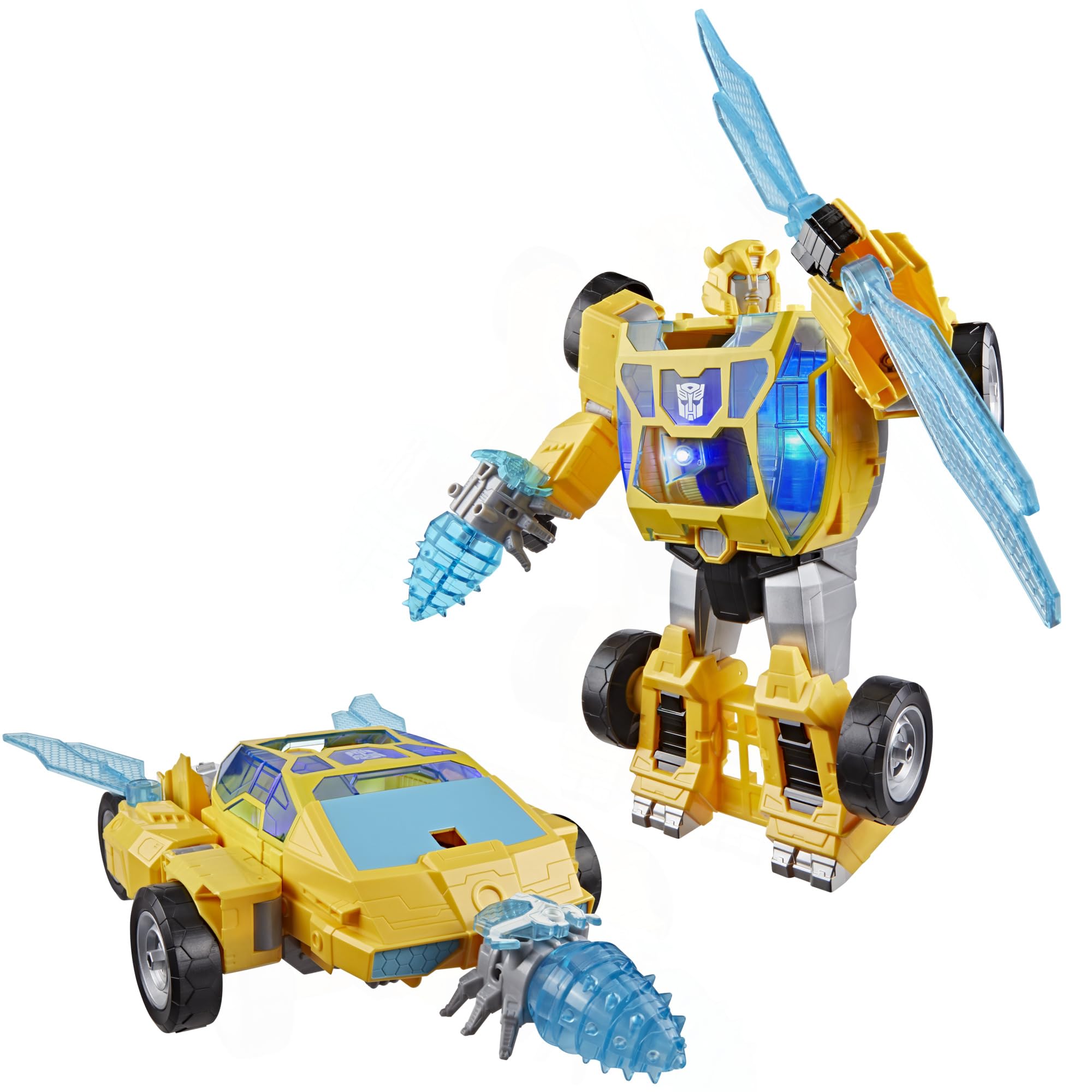 Bumblebee Power Spark z serialu ""Transformers CYBERWORLD"" z serii Energon Surge, 28-centymetrowa figurka z efektami świetlnymi i dźwiękowymi, szybkie przekształcanie w tryb auta, wiek od 6 lat