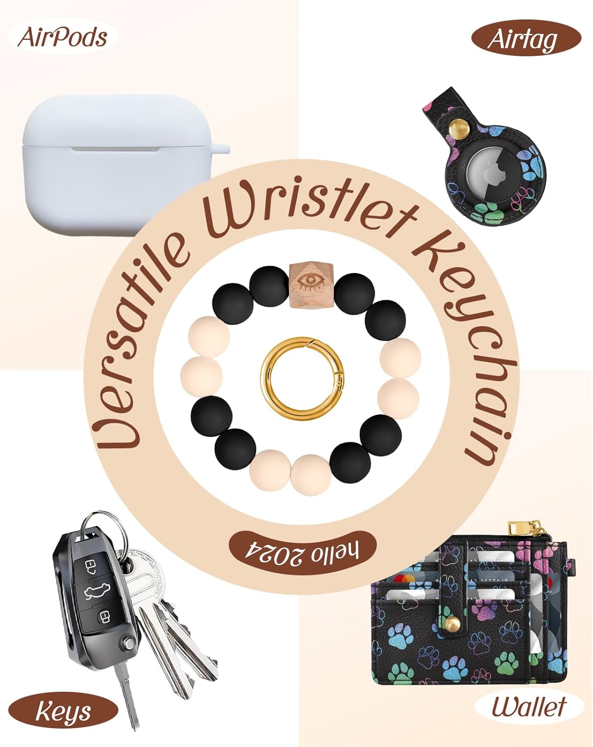 Wallet Keychain Wristlet for Women with AirTag Holder - Cute Design Credit Card Holder Wallets Key Chain Ring Slim Small RFID Air Tag Coin Pocket Purse for Ladies Teen Girls Female,Dog Claw - Image 5