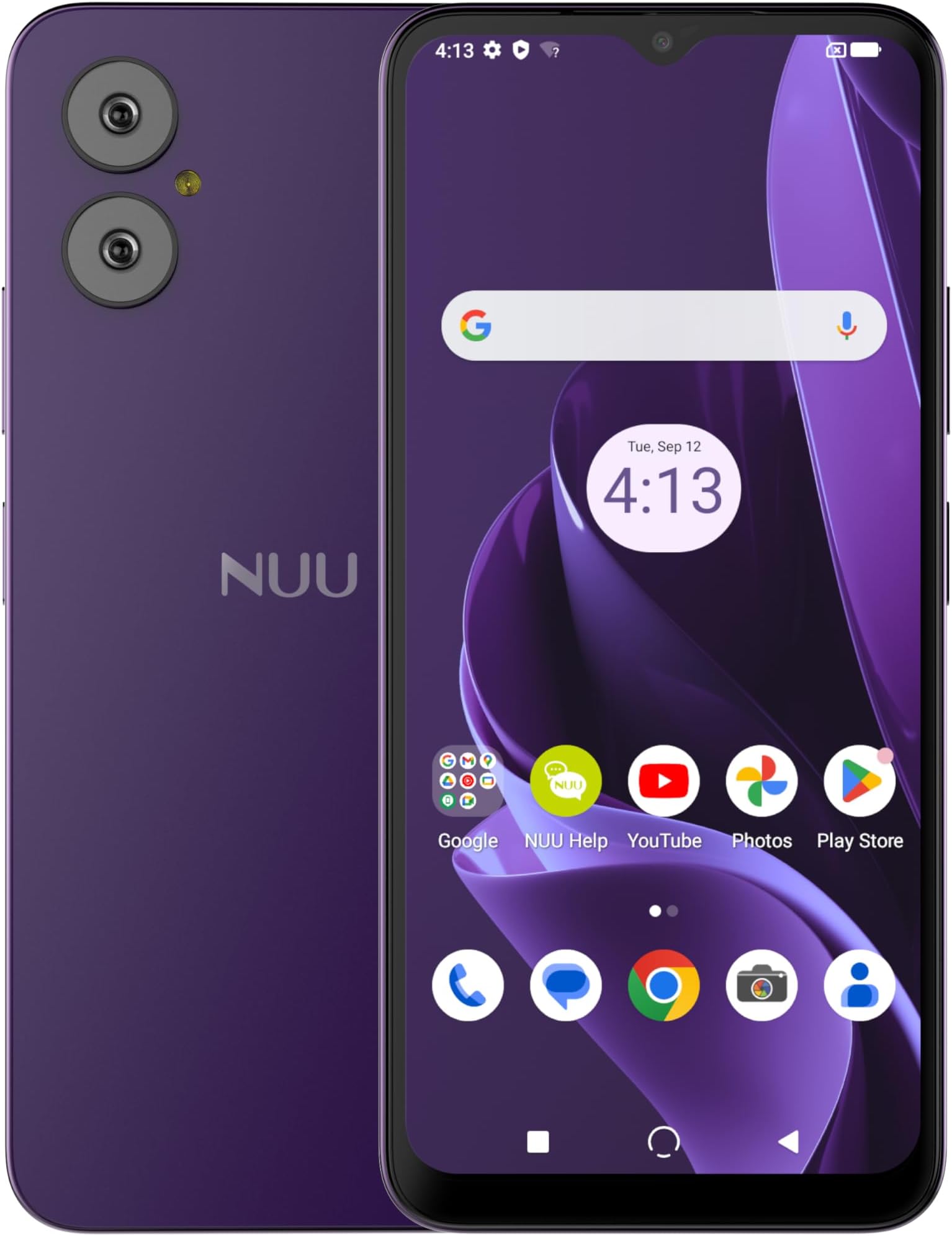 NUU A15 Cell Phone 4GB + 128GB, Unlocked for Mint, Metro, T-Mobile, Qlink and More, Perfect for Teenagers, Dual SIM 4G, Octa-Core Helio G36 2.2GHz 6.5" HD+, Android 13, Purple, US Warranty