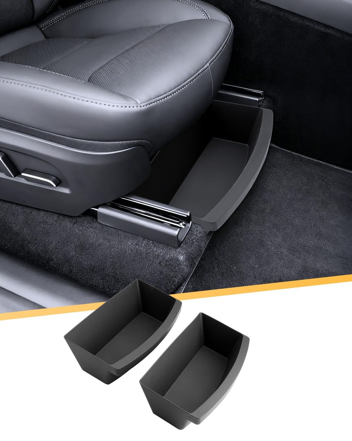 2 Pièces Boîte de Rangement sous Siège pour Tesla Model Y 2021-2025, Tiroir Organisateur Caché Avant Accessoires d'Intérieur de Voiture