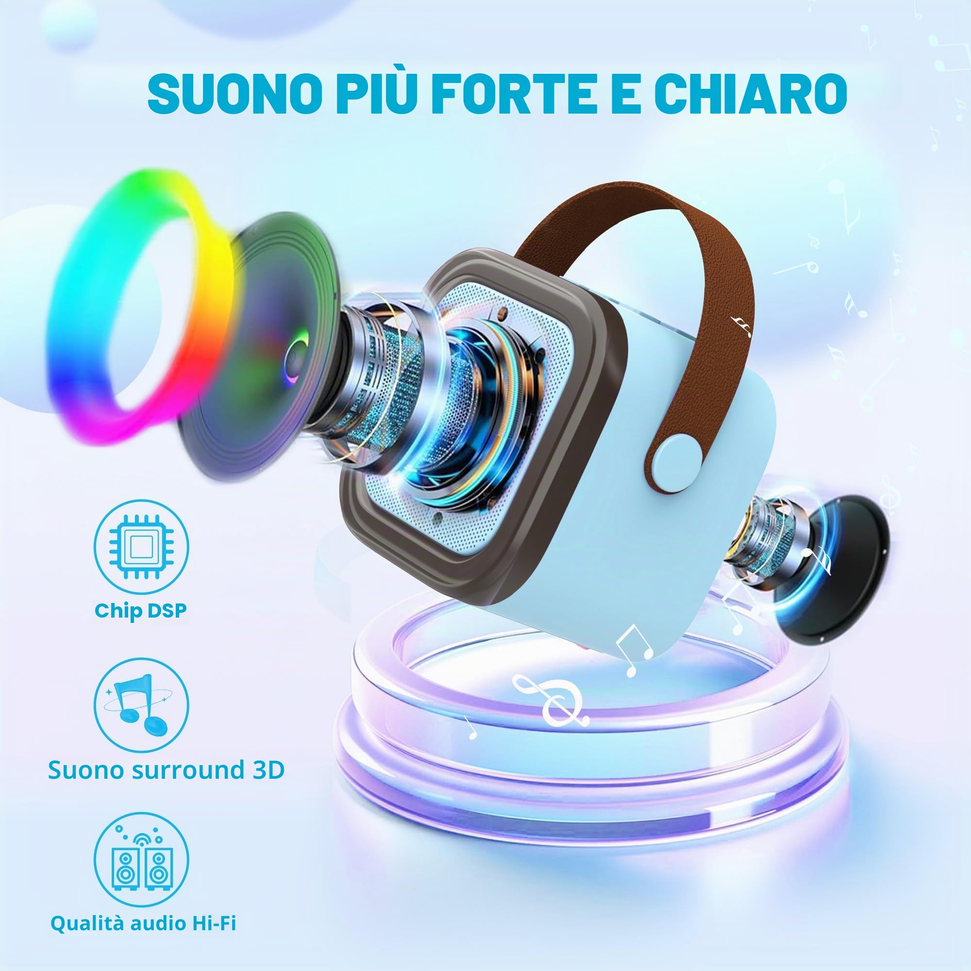 Mini macchina per karaoke per bambini e adulti, altoparlante Bluetooth portatile con 2 microfoni wireless, giocattoli regalo di compleanno per ragazze dai 4, 5, 6, 7, 8, 9, 10 + feste in