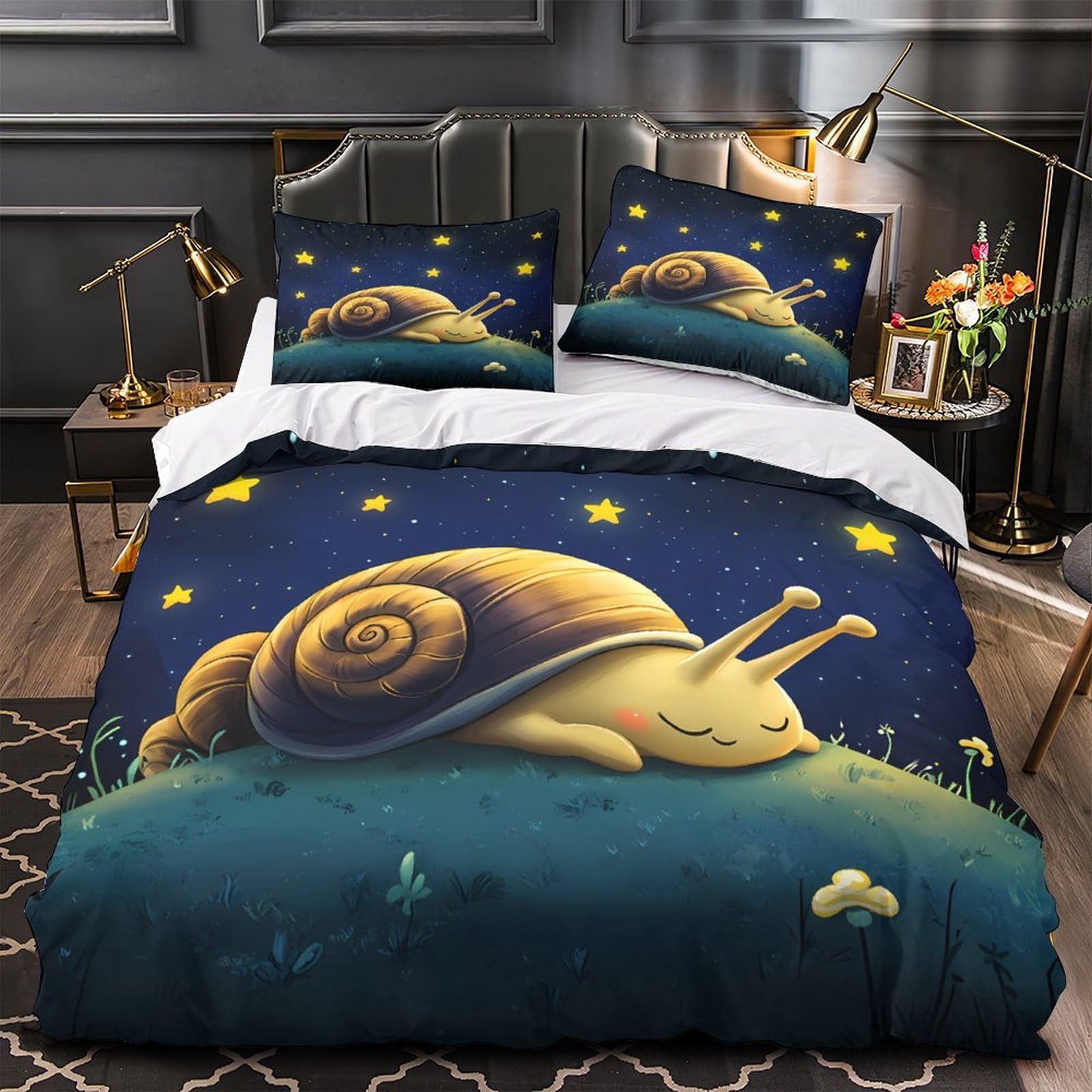 Housse de couette escargot 140x200 parure lit 3d pour ado