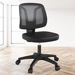 Swivel No Arms Small Home Desk Chair Without Arms for Computer with Height Adjustable Lumber Support and Rotatoable