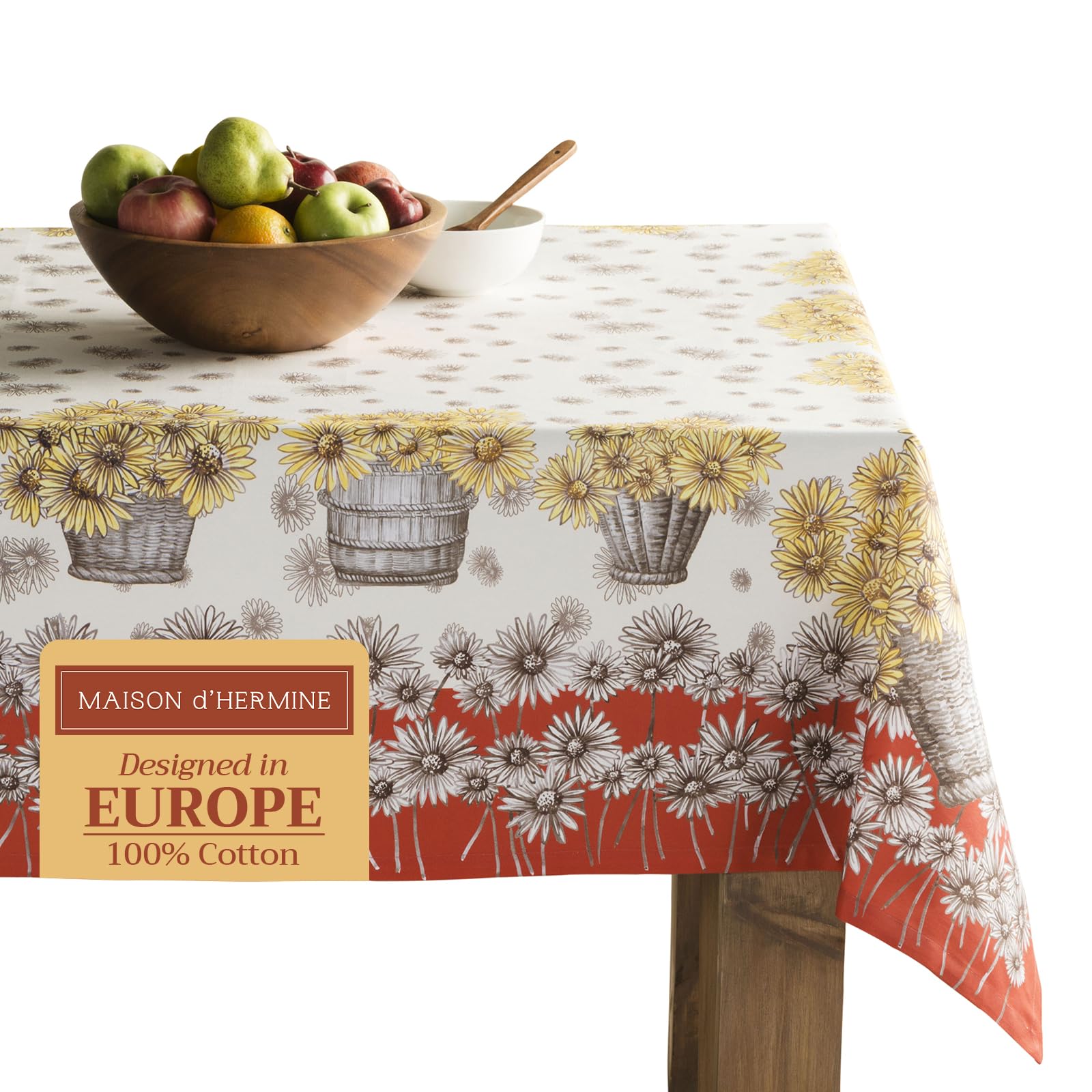 Maison D' Hermine 082 - Bagatelle Table Cloth Rectangle Table 100% Cotton 230 Cm X 140 Cm Tablecloth Reusable Everyday Use For Christmas Decorations Dining Farmhouse Home Party Festive (Bagatelle)