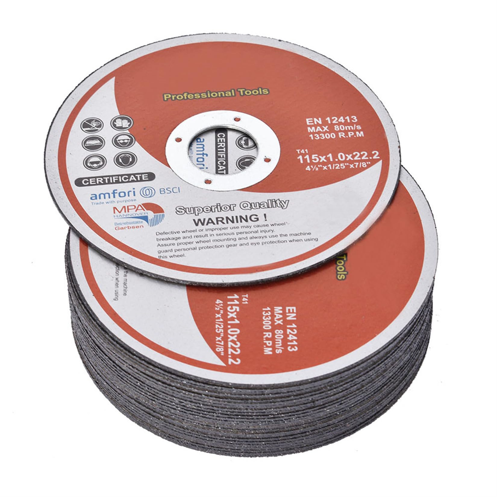 Disques à tronçonner (Paquet de 100) 4-1/2 x 1/25 x 7/8 Pouces pour Meuleuses d'angle, en métal et en Acier Inoxydable
