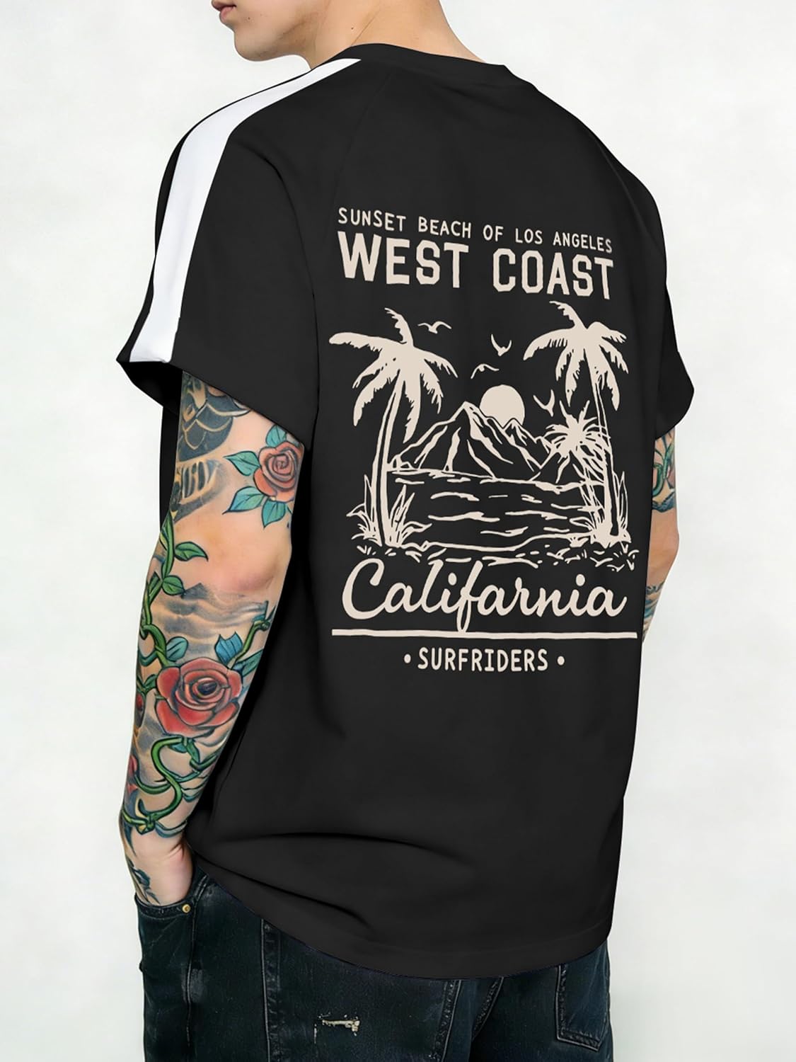 Men's Oversized T-Shirts Short Sleeve Crew Neck Raglan-Sleeve Streetwear Letter Graphic Tee Tops - Image 4