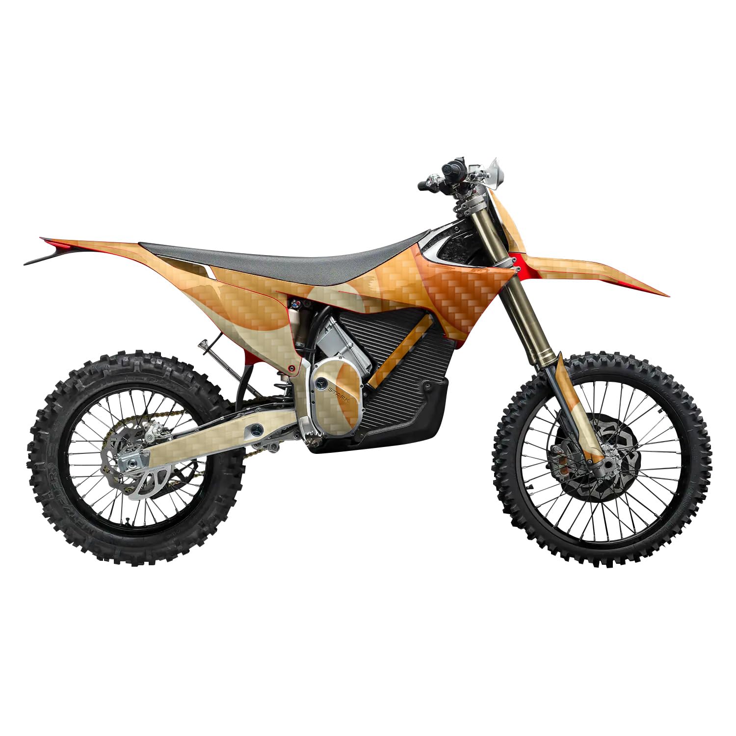 Carbon Fiber Stark Varg MX 2023-2025 Graphics Kit Wrap - Papercraft Orange - Varg MX Skin - Premium 3M Vinyl Protective Wrap Decal Cover - Easy to Apply | Crafted in The USA by MightySkins