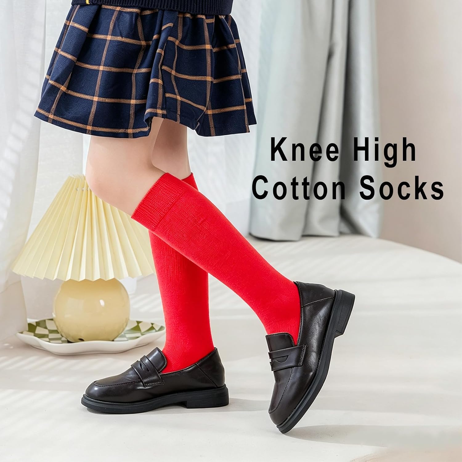 EPEIUS Girls Knee High Socks, Seamless Cotton School Uniform Socks 3-5 Pack image 4