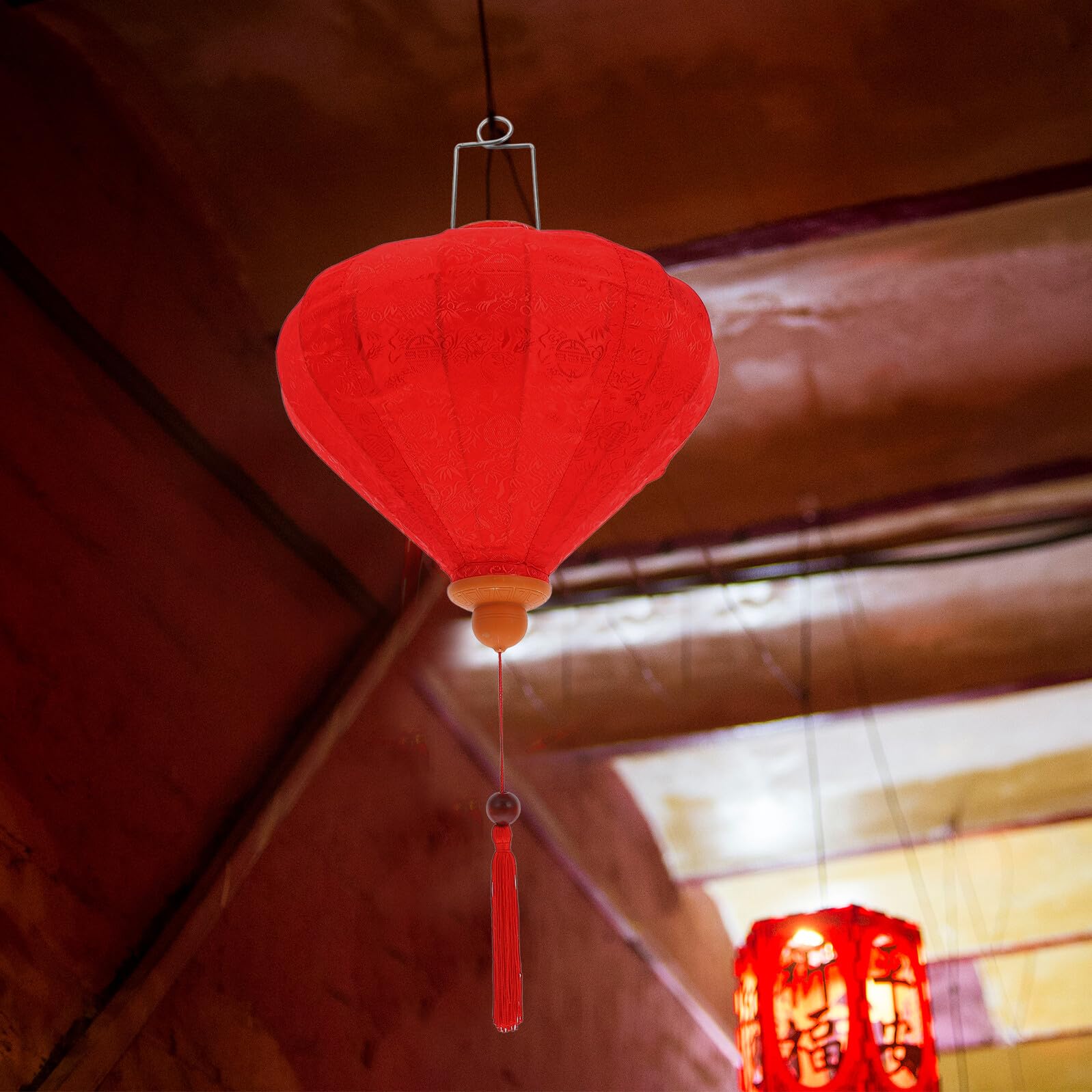 DOITOOL Lanterna Vietnamita in Plastica di Seta Rossa a Forma di Diamante Struttura Stabile e Design Unico per Decorazioni di Matrimoni e Feste