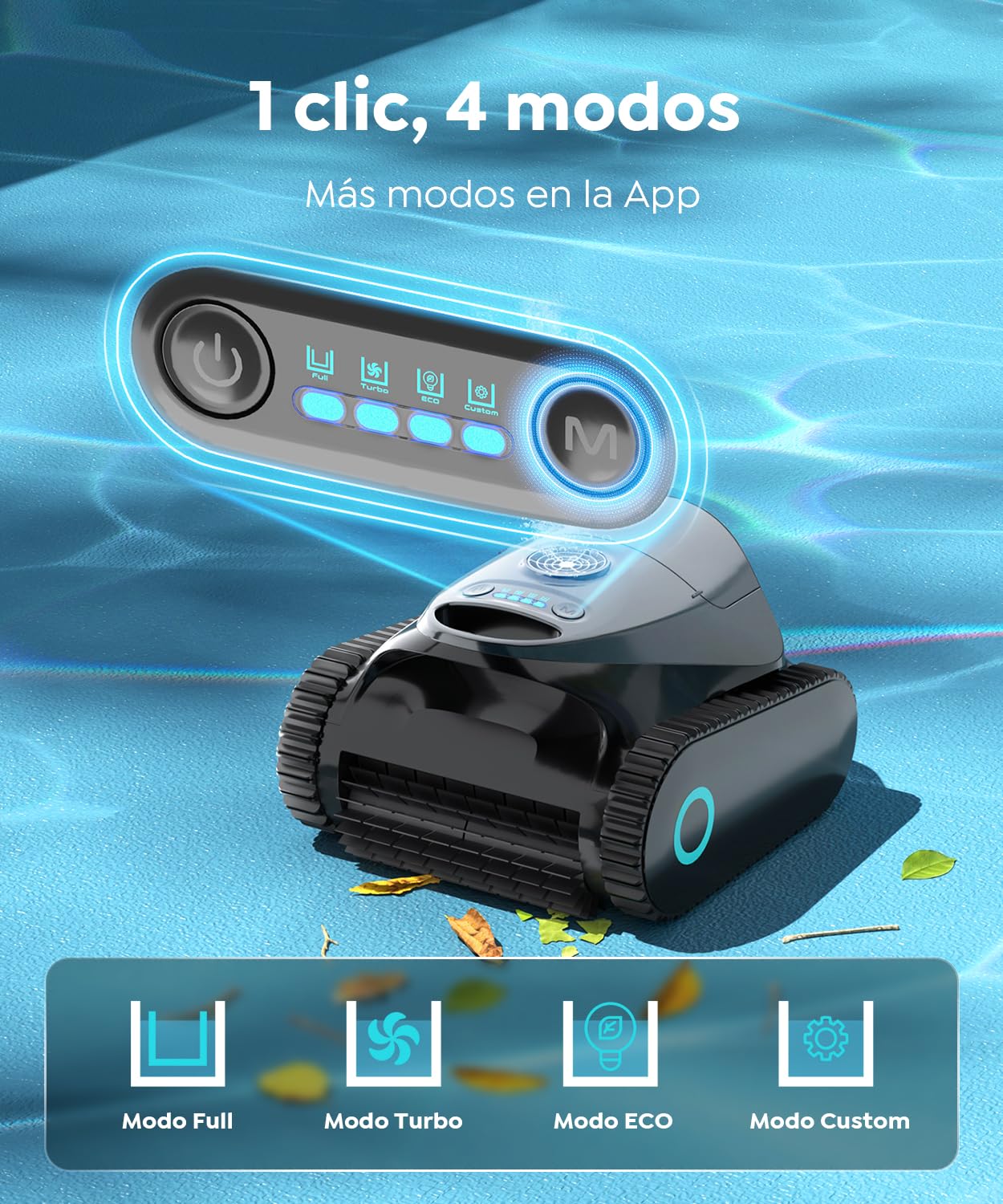C1 Robot Piscina Limpiafondos y Paredes, Doble Filtro, Aspirador Piscina Bateria, 7 Modos de Limpieza, 180 min de Autonomía, Limpiador con App, Limpiafondos Piscina de hasta 150 m², Gris Mica