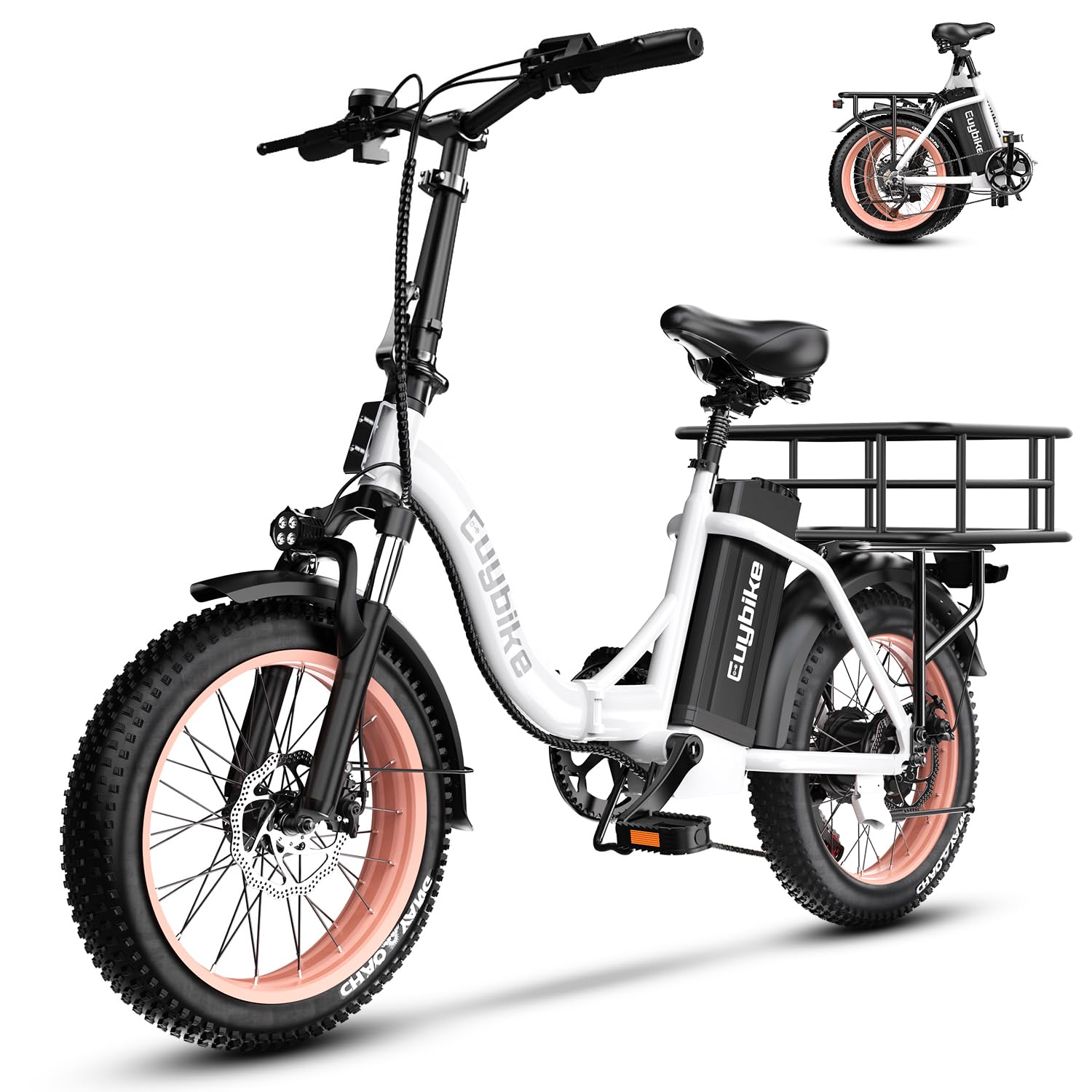 1000W Foldable Electric Bike,48V 20AH Removable Battery Ebike,80 Miles Max Range Electric Bike for Adults,20"x3" Fat Tire Folding Ebike,Adult Electric Bicycle for Commute Mountain Sport