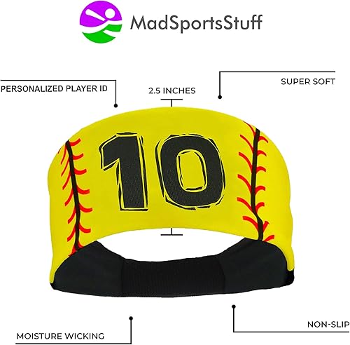 Miniatura 4 de MadSportsStuff Diadema de softbol para niñas con número de jersey (números 00-39)