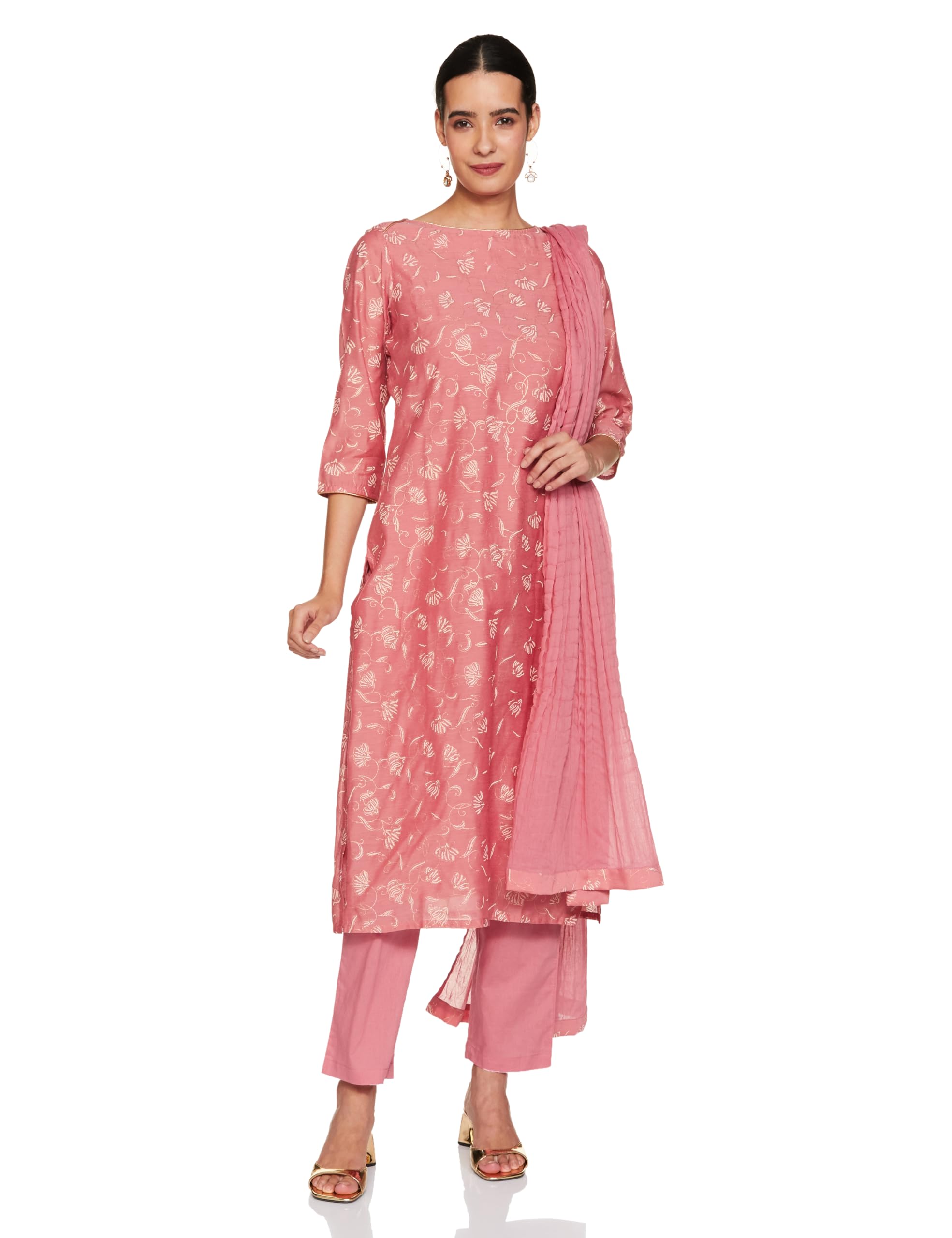 biba Women Cotton Blend Straight Kurta Pants Suit Set-picture-29