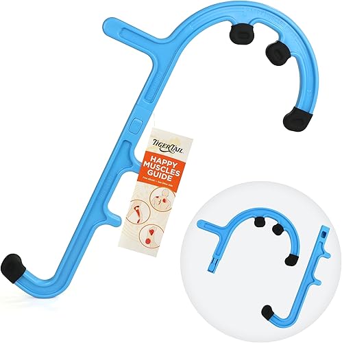 Tiger Tail Masajeador de espalda y cuello de caña de tigre Gancho de acupresión de tejido profundo de punto de gatillo con 7 perillas de agarre,