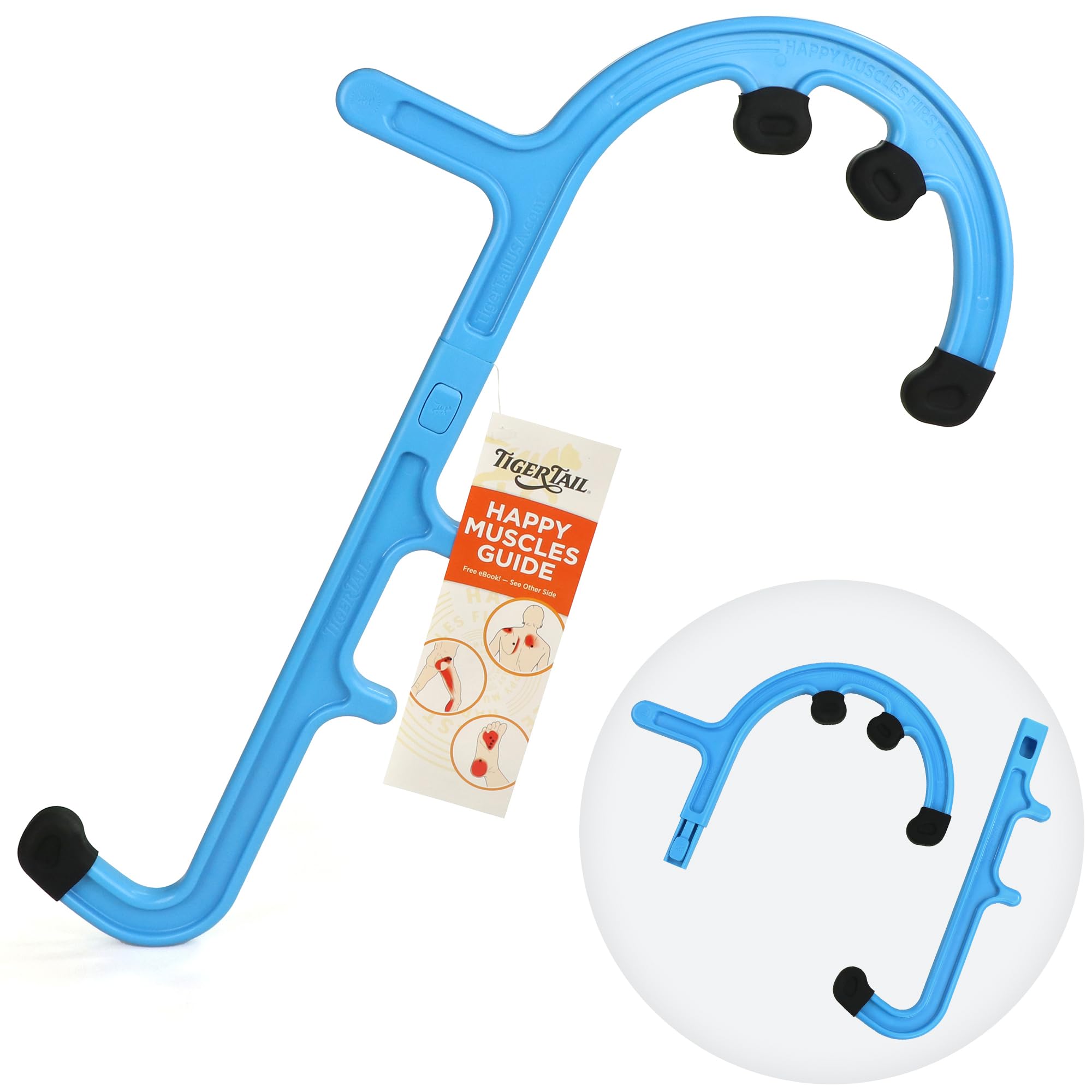 Tiger Tail Tiger Cane Back & Neck Massager – Trigger Point Deep Tissue Acupressure Therapy Cane Massage Hook with 7 Gription Knobs, 2-Piece Massage