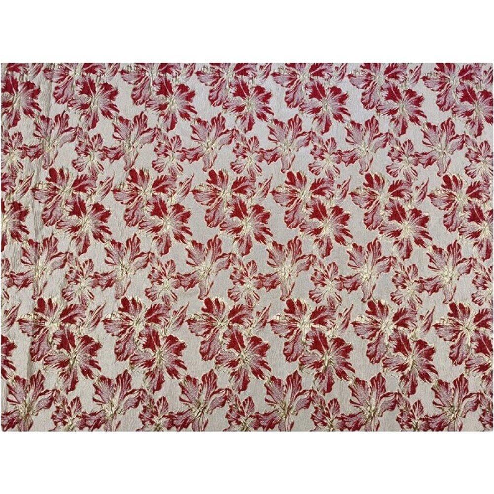 Tissu jacquard en satin de soie doré tissu floral texturé rigide