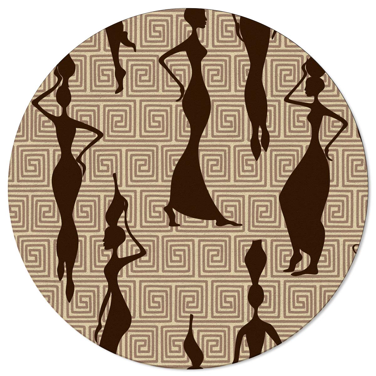 Polyester Round Tablecloth 48 Inch Waterproof Oil Proof Spill Proof PVC Table Cloth, Wipe Clean Table Cover for Dining Table Traditional African American Black Women