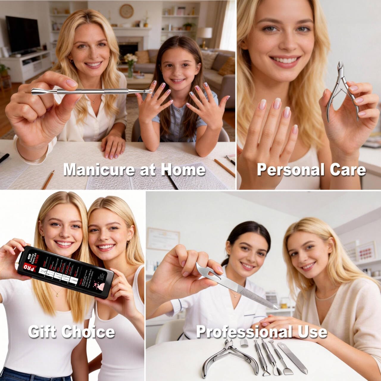 Cuticle Trimmer Set with Pusher, Cutter, Scraper, Nipper, Clipper
