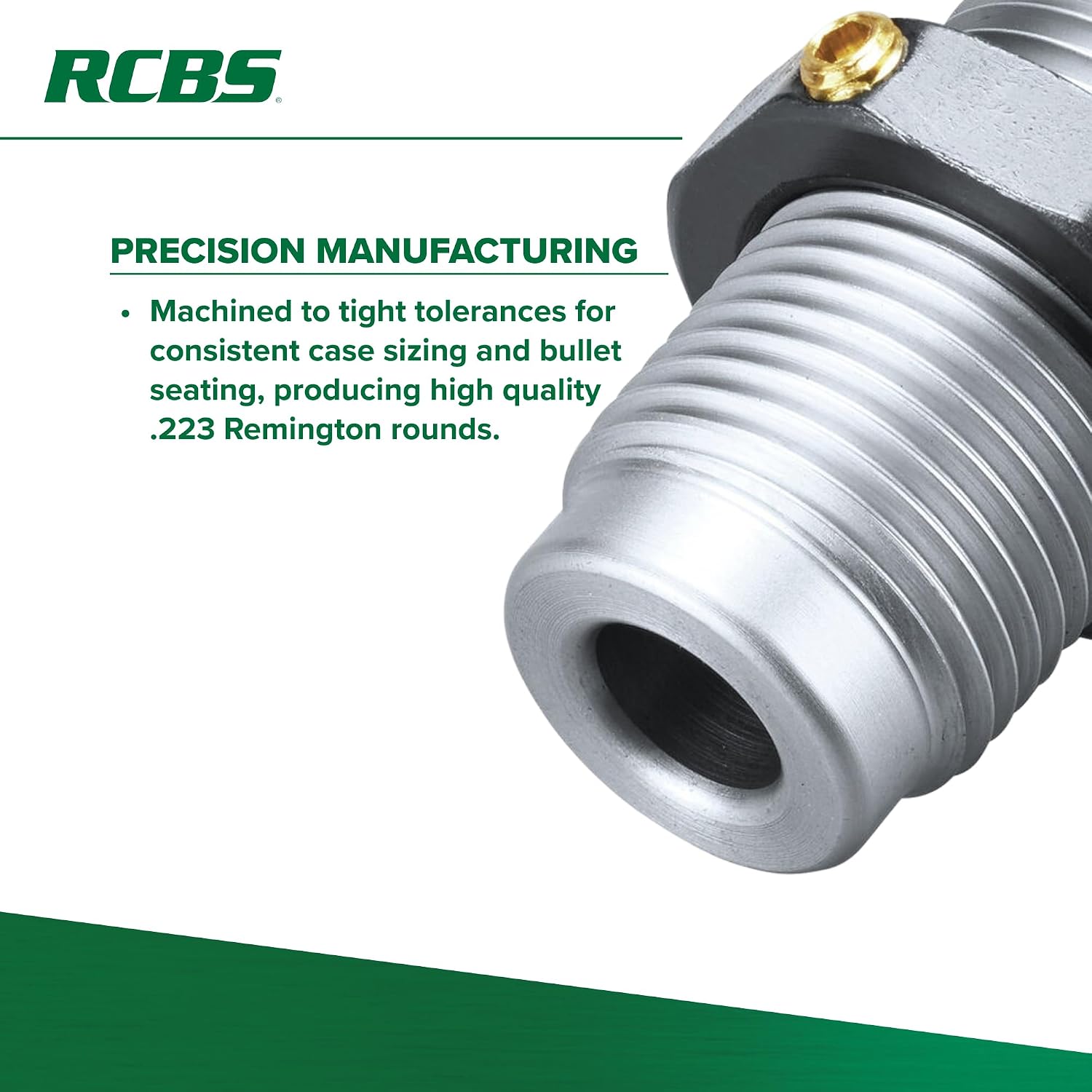 RCBS Small Base Die Set – .223 Remington – Reliable Chambering – Green