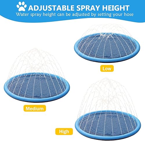 Miniatura 7 de Almohadilla de aspersor con un disco volador para perros, piscina de baño duradera de 59 pulgadas de grosor, antideslizante, agua de juego para