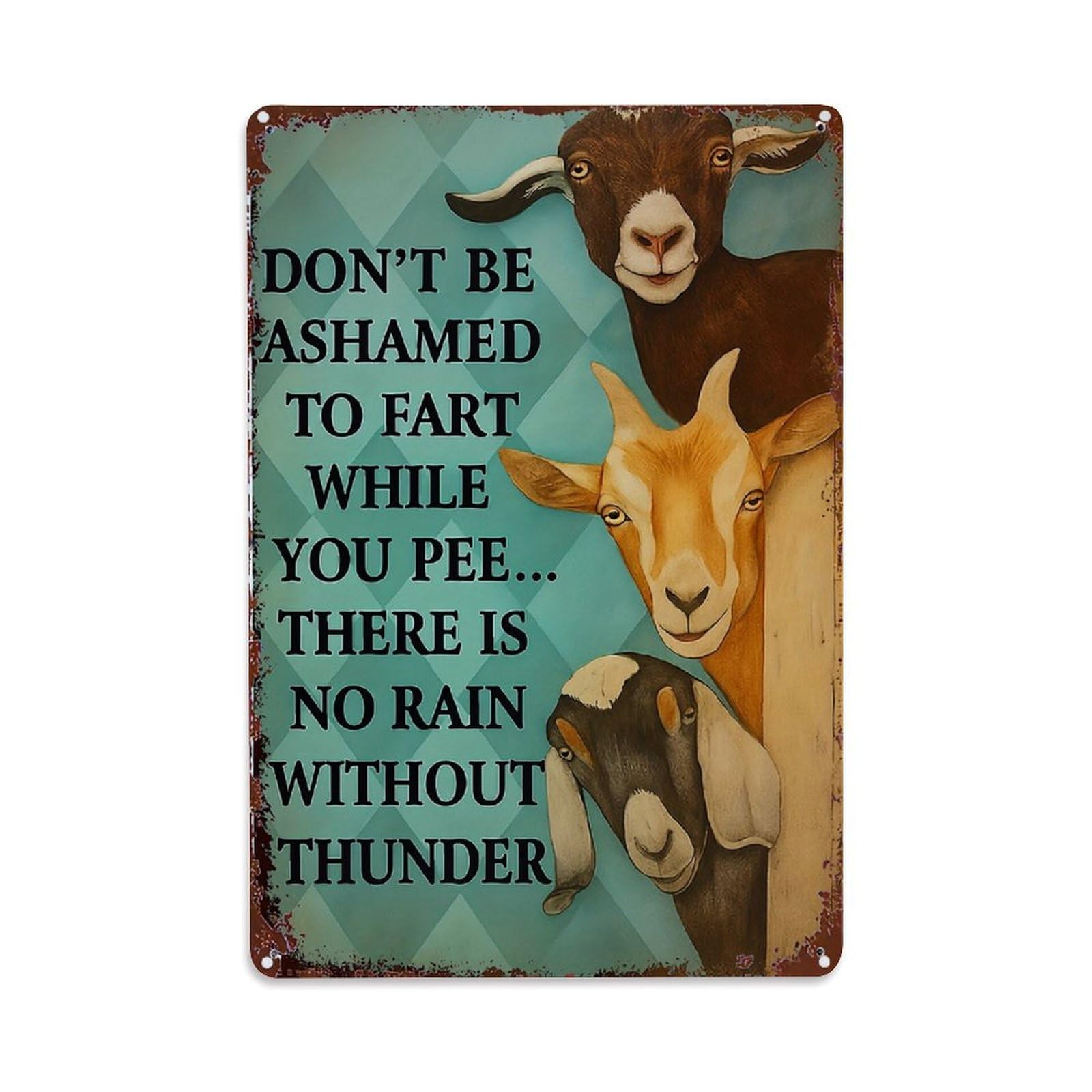 Jdfenggu Vintage Goats With Funny Fart Quote Retro Metal Tin Sign, Metal Poster For Bar, Home, Man Cave, Kitchen, Laundry Room Art Decor 8X12 Inch