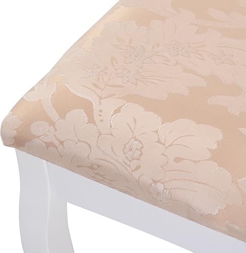 Miniatura 7 de Giantex - Juego de tocador de baño con espejo y taburete acolchado para maquillaje, con 1 cajón de madera, organizador de cosméticos, tocador y