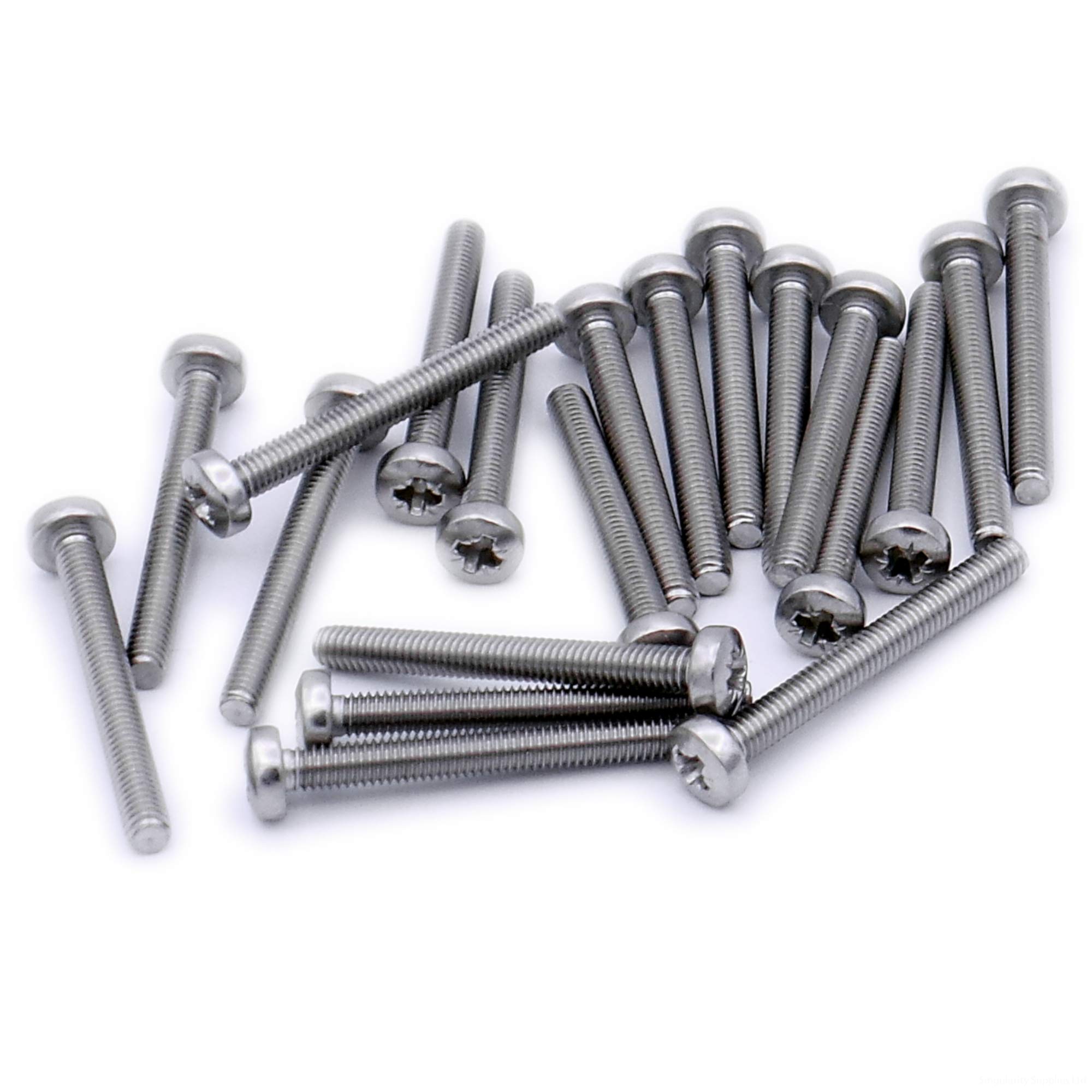 M4 (4mm x 25mm) Pozi Pan Machine Screw (Bolt) - Stainless Steel (A2) (Pack of 20)