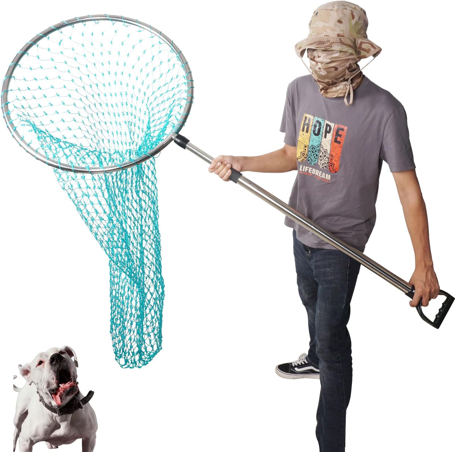 Animal Control Catch Net Pole Tool for Dog Shoat Goat Cat Boar Hog Pig Racoon Possum Skunk Goose Chickens Pigeon - Heavy Duty