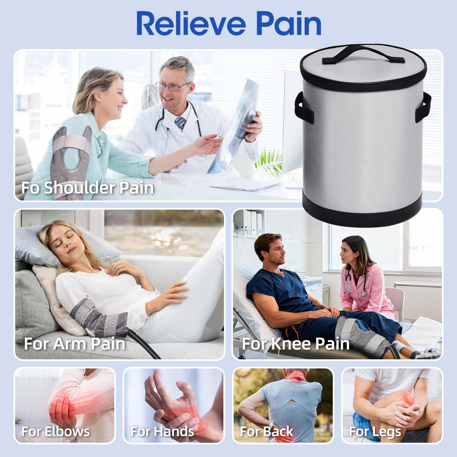 Máquina de terapia de frío para rodilla de 14 cuartos (13 L), recuperación postoperatoria de rodilla, sistema de circulación de agua helada con control remoto y temporizador, dispositivo de