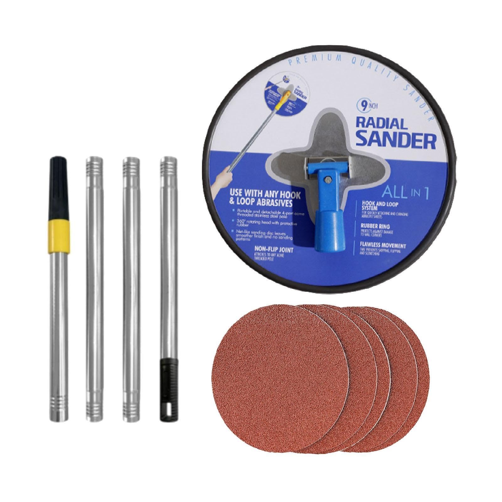 Colcolo Drywall Pole Sander with 360° Rotating Head, 9 Inch Manual Hand Sander for Walls and Ceilings, Extendable Pole with 5 Sanding Sheets, Lightweight Aluminum Alloy for Home Improvement, Blue
