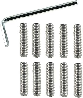 Cone Point Screw LUORNG 10PCS 1/4-20 x 1inch 304 Stainless Steel Allen Head Screw, Hex Hexagon Socket Flat Point Set, End Grub Headless Bolt with Hex Drive Wrench