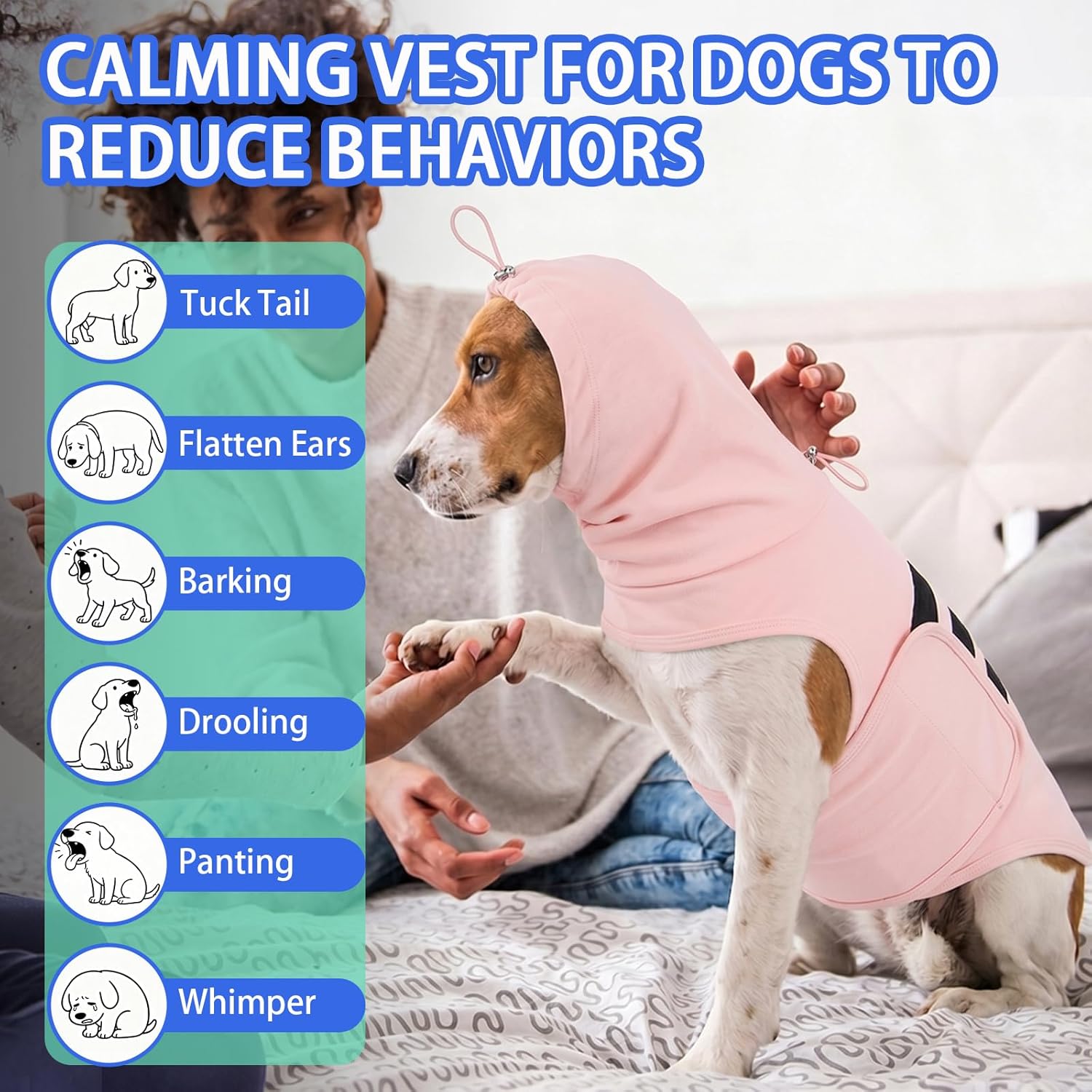 MIGOHI Anxiety Vest for Small Dogs | Dog Calming Vest for Separation,Soft Dog Anxiety Shirt,Anxiety Jacket for Dogs with Ear Wrap to Reduce Noise Stress,Fireworks,Thunderstorm,Pink,S