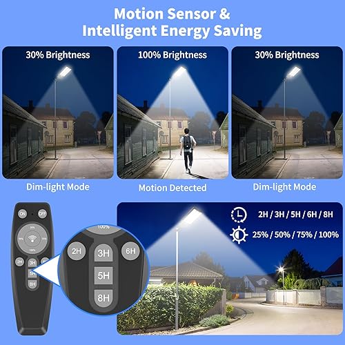 Miniatura 4 de Deepn Luces solares para exteriores de 9000 W, luces de calle de grado comercial para exteriores, luces solares de estacionamiento, luz de