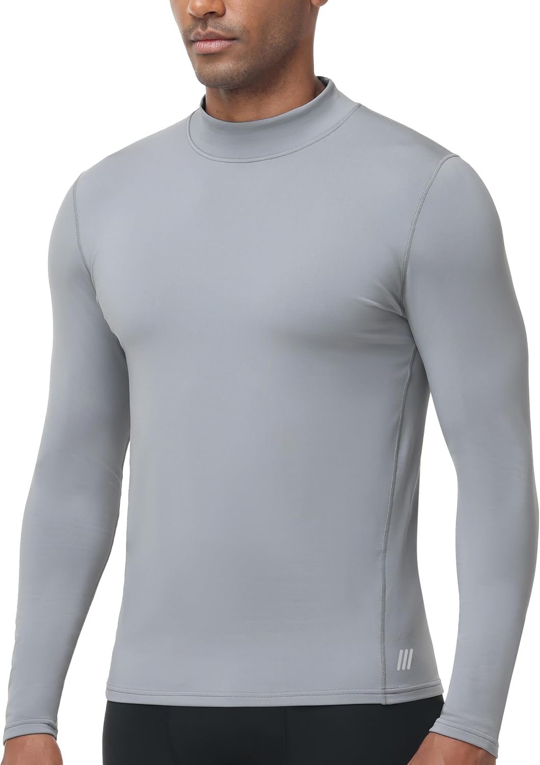 Men's Thermal Long Sleeve Shirts, Fleece Lined Mock Turtleneck Underwear Top, Athletic Base Layer for Cold Weather