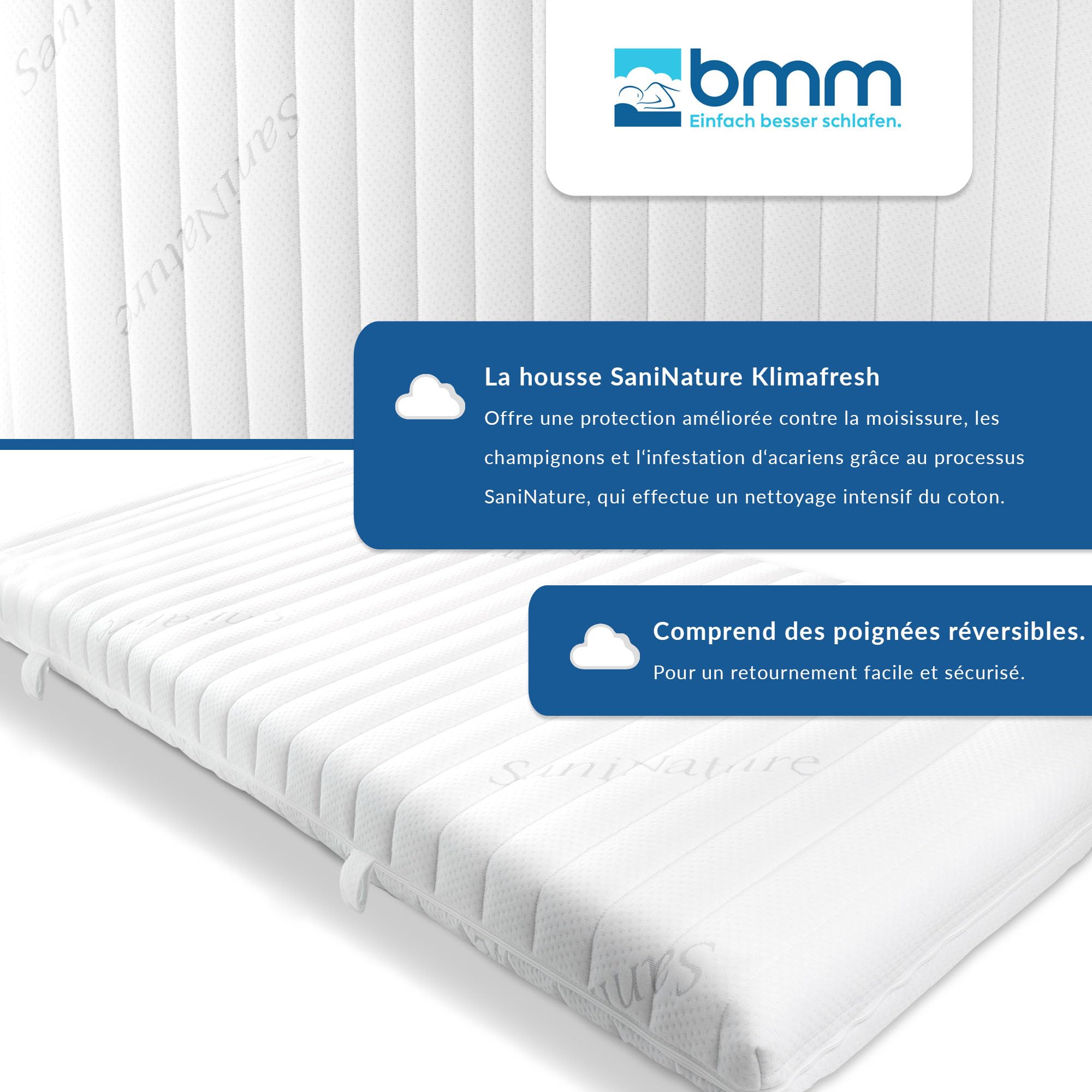 BMM Matelas pour Enfants Razze 90x200 cm, Niveau de Fermeté H2 / Mousse Froide Certifié Öko-Tex / Adapté à Tous Les Lits / Fabriqué en Allemagne