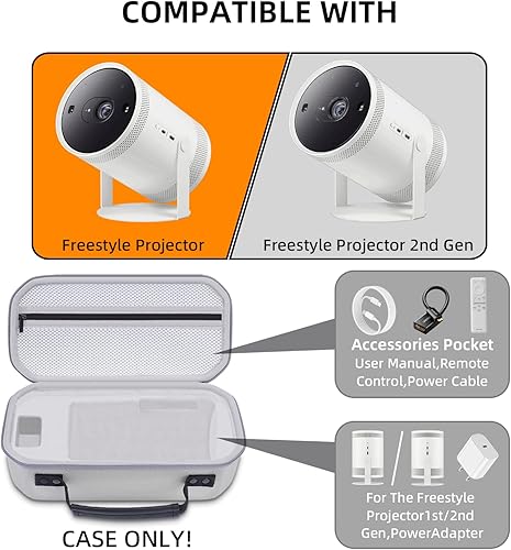Miniatura 3 de Funda rígida de transporte de viaje para Samsung The Freestyle Projector modelo 12 generación 2023, funda de almacenamiento portátil a prueba de