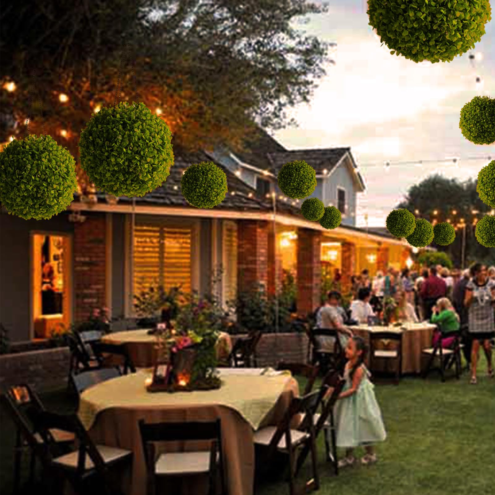 Artificial Topiary Ball – Faux Boxwood Decorative Sphere with LED Sensor | Battery-Powered Outdoor Garden Decoration for Balcony, Wedding, Backyard, and Home, Rechargeable Plant Orb