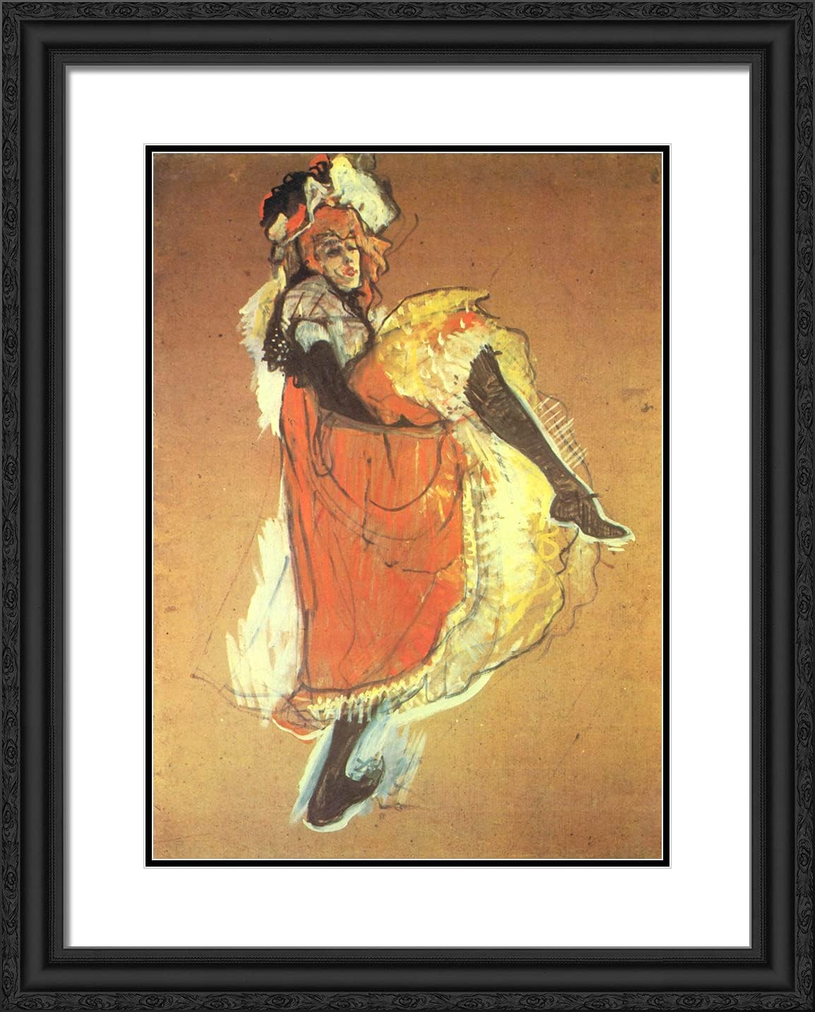ArtDirect De Toulouse-Lautrec, Henri 20x24 Black Modern Framed Art Print Titled: Jane Avril Dancing l