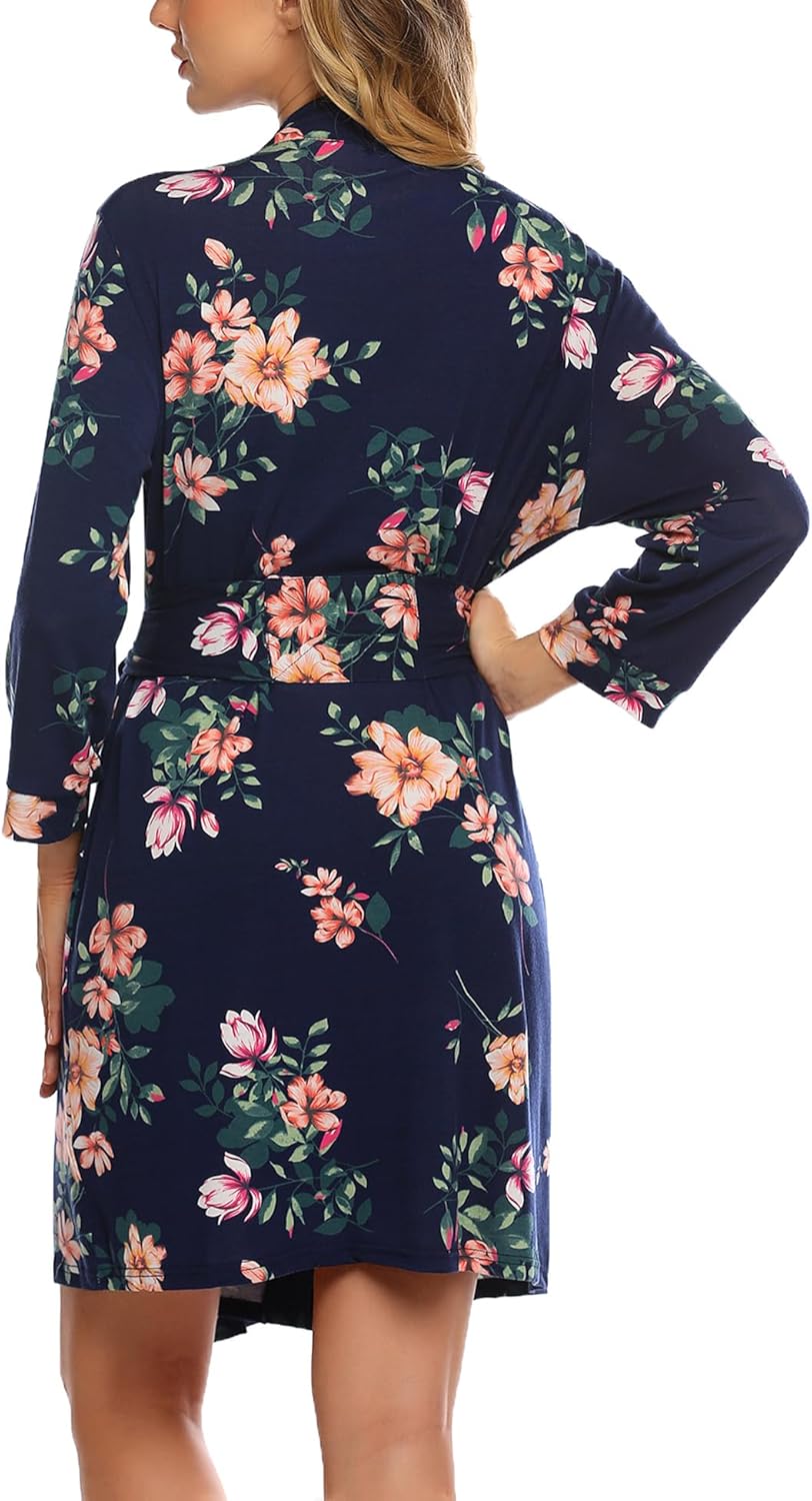 HOTOUCH Womens Robe Lightweight Short Knit Bathrobe Soft Ladies Sleepwear with Pockets - Image 4