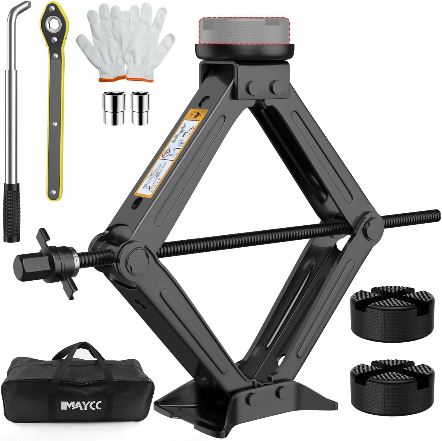 IMAYCC Universal Scissor Jack for Car, SUV, MPV - 2.5 Ton/5512 lbs, Portable Car Tire Change Kit with Lug Wrench, Emergency Tire Jack