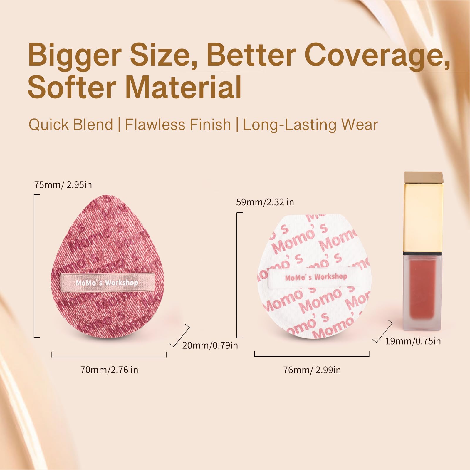 Momo's Workshop 2pcs Powder Puff, Makeup Sponge for Liquid Foundation Ultra Soft Face Powder Puff, Hypoallergenic - Image 4