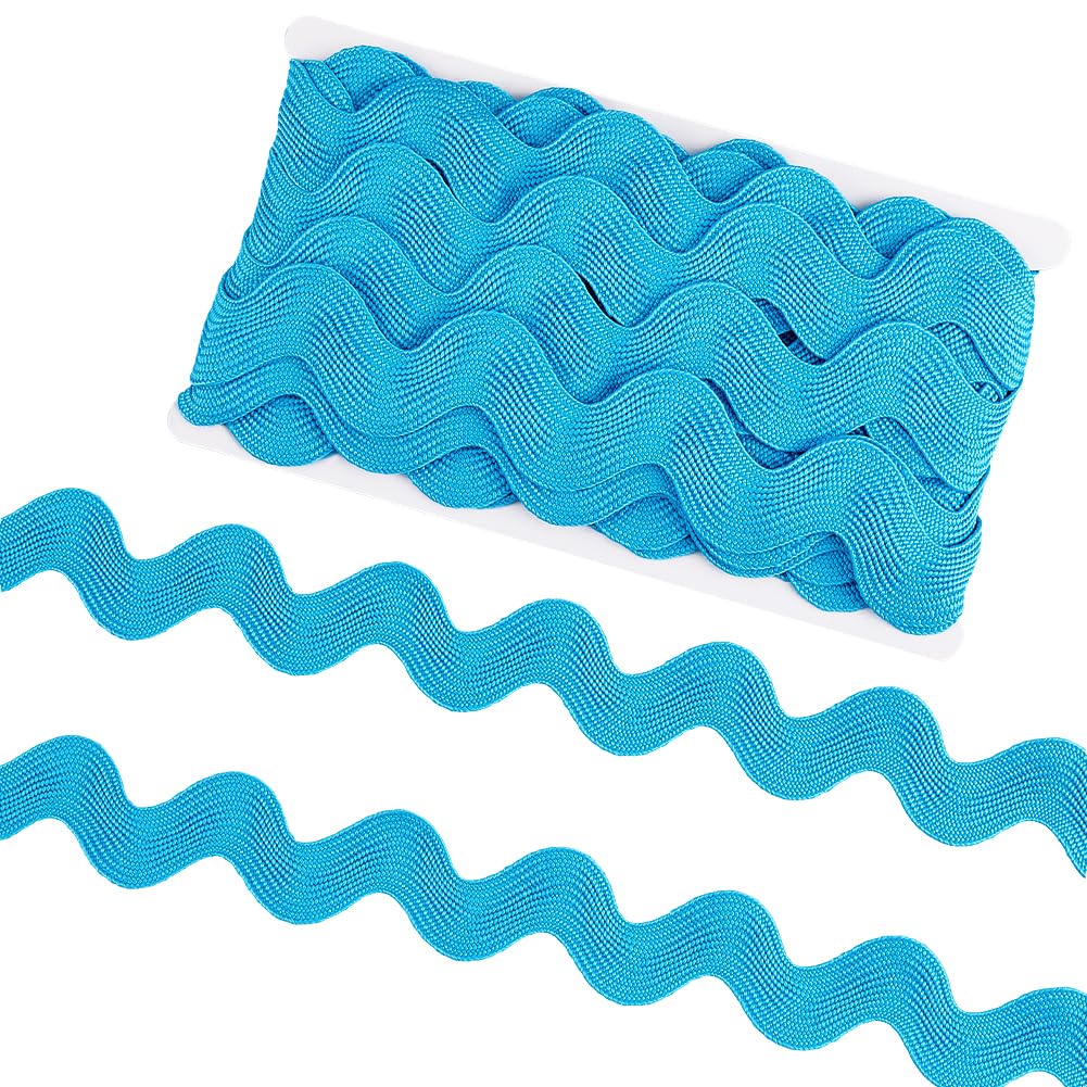 GORGECRAFT 10 Yard 40mm Jumbo RIC Rac Trim Rick Rack Wave Bending Fringe Lace Trimming Ribbon large Sewing Braided Woven Fabric for Crafts gift Christmas Wrapping Wedding Cloth Party (Sky Blue)