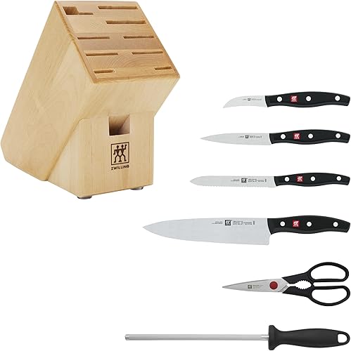 Miniatura 12 de ZWILLING Twin Signature - Juego de cuchillos alemanes de 7 piezas con bloque, afilados, producidos en fábrica propia, acero de fórmula especial,