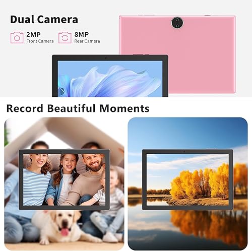 Miniatura 3 de Tablet Android 15, tableta 2 en 1 de 10 pulgadas con funda para teclado, 8 GB+32 GB ROM1 TB, Quad Core, Dual Carema, juegos, Wi-Fi, BT, GM (rosa)
