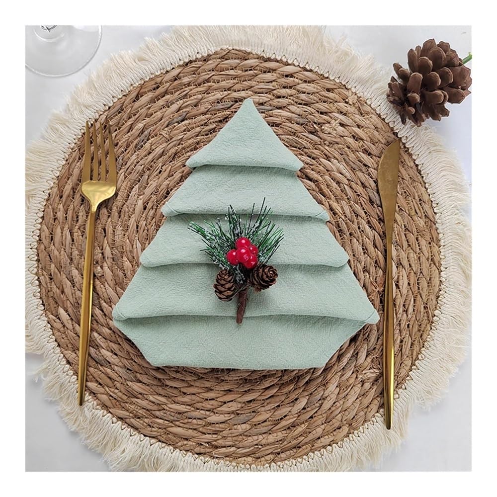 Sage Green serwetki materiałowe zestaw 10 bawełnianych serviette kuchenne ręczniki na stół do herbaty do dekoracji ślubnej w wiejskim domu (10 szt. 45 x 45 cm)